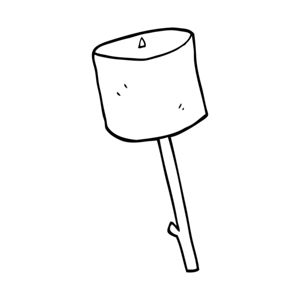 Lijntekening Cartoon Marshmallow Stick — Stockvector