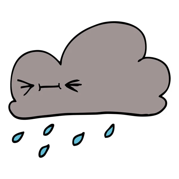 Cartoon Doodle Glückliche Graue Wolke — Stockvektor