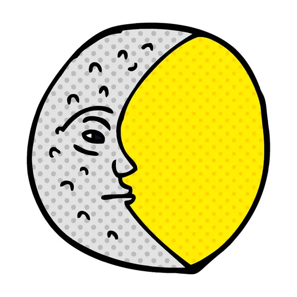 Cartoon Doodle Crescent Moon Face — Stock Vector