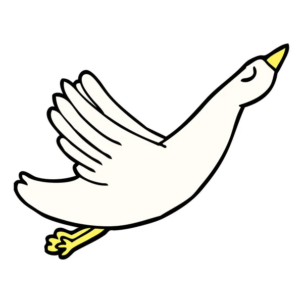 Cartoon Doodle Flying Goose — Stock Vector