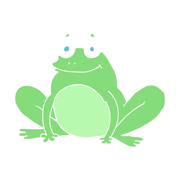 Flat Color Illustration Happy Frog — Stock Vector