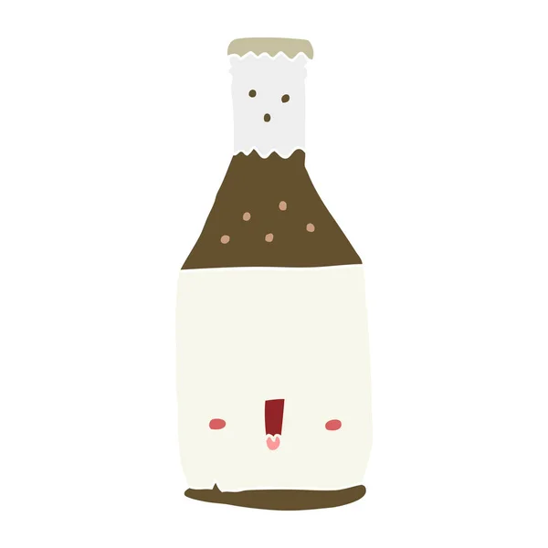 Garrafa Cerveja Desenho Animado Estilo Cor Plana — Vetor de Stock