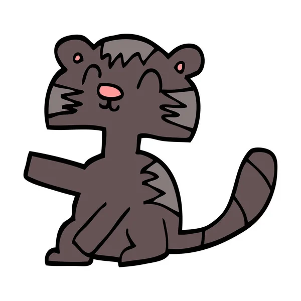 Rolig Tecknad Doodle Cat — Stock vektor