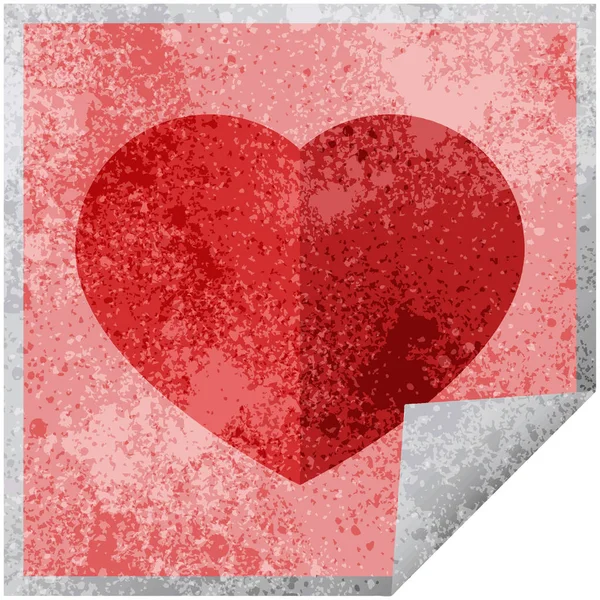 Corazón Símbolo Gráfico Vector Ilustración Cuadrada Pegatina — Vector de stock