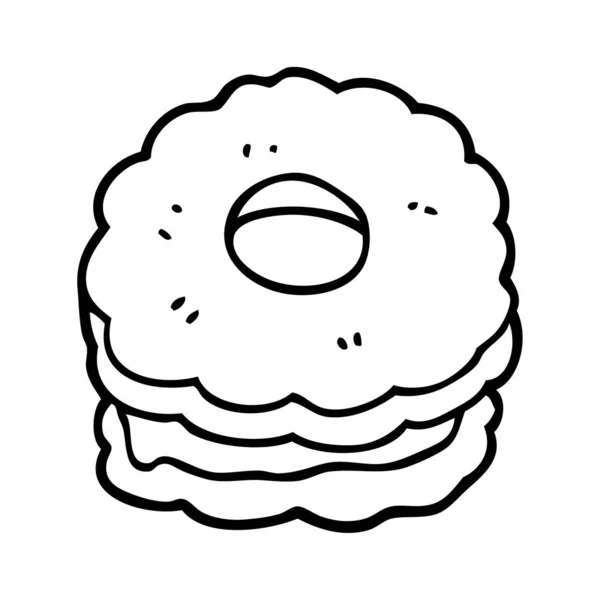 Línea Dibujo Dibujos Animados Jammy Galleta — Archivo Imágenes Vectoriales