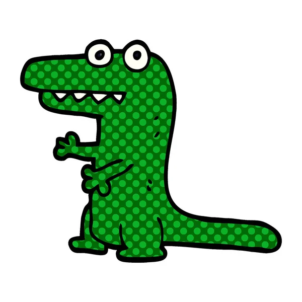 Dessin Animé Doodle Fou Alligator — Image vectorielle