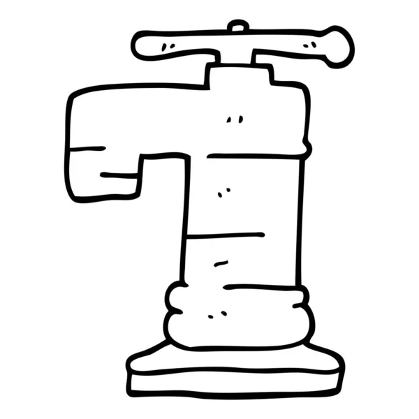 Linienzeichnung Cartoon Vergoldet Wasserhahn — Stockvektor
