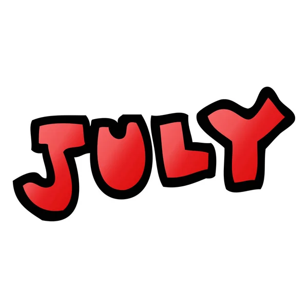 Cartoon Doodle Month July — Stock Vector