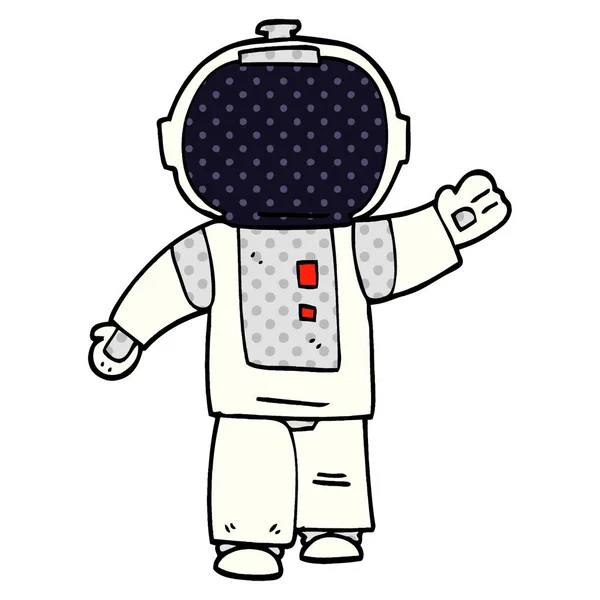 Cartoon Doodle Gångavstånd Astronaut — Stock vektor