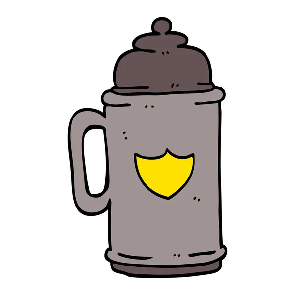 Cartoon Doodle Traditionele Bier Tankard — Stockvector