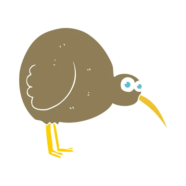 Flache Farbige Illustration Des Kiwi Vogels — Stockvektor