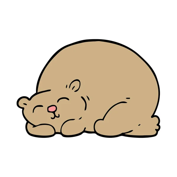 Dibujos Animados Doodle Contenido Oso Durmiendo — Vector de stock