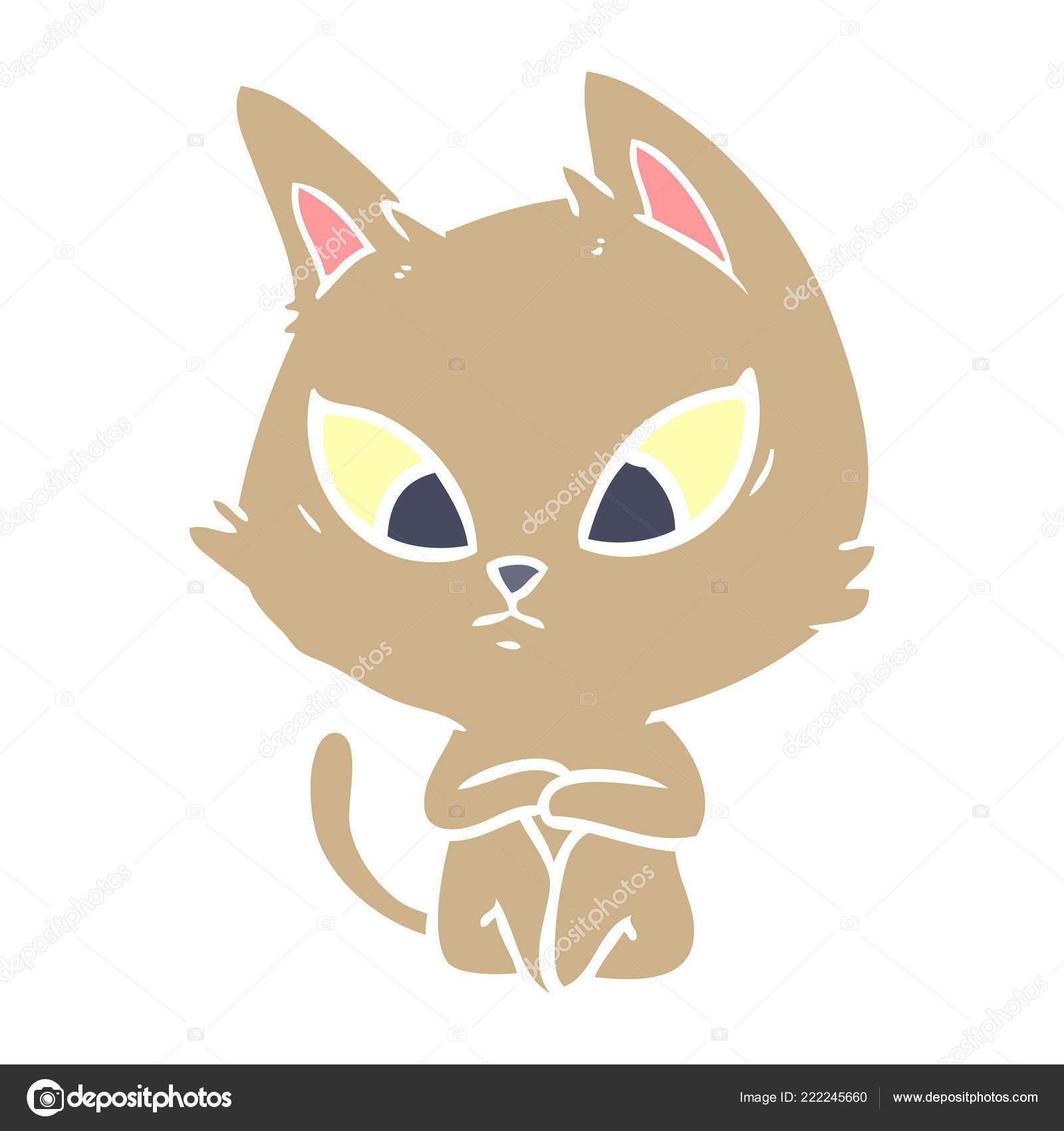Chat Couleur Plat Confus Style Dessin Animé Image