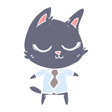 düz renk sakin tarzı çizgi film kedi