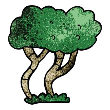 Beyaz arka plan üzerinde izole karikatür doodle ağaç