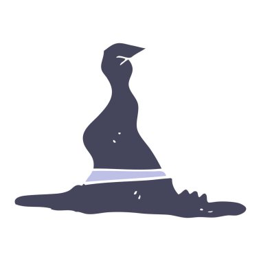 düz renk resimde cadının şapka