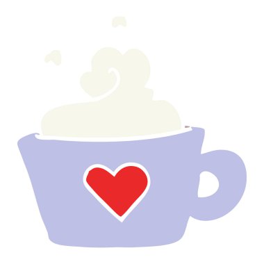 düz renk illüstrasyon karikatür fincan kahve