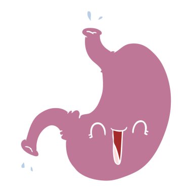 düz renk stil karikatür mutlu mide