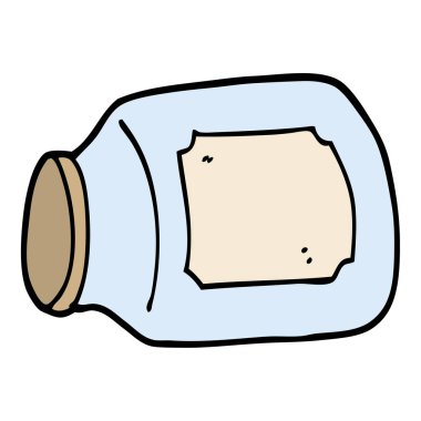 elle çizilmiş doodle tarzı çizgi film cam kavanoz tarafında