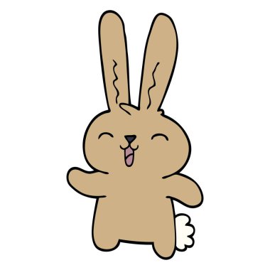 çizgi film doodle neşeli tavşan