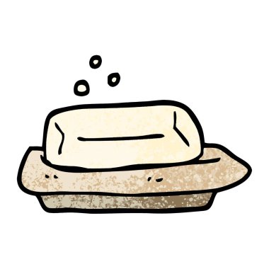 Grunge dokulu illüstrasyon karikatür sabun ve çanak