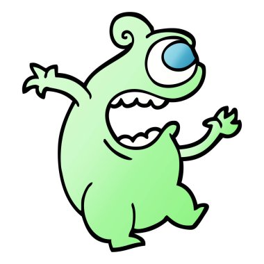 vektör degrade illüstrasyon karikatür yeşil uzaylı