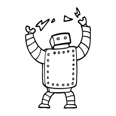 siyah beyaz çizgi film dev robot