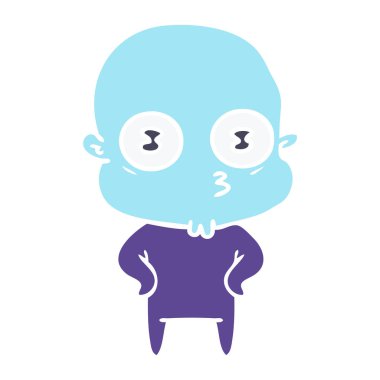 düz renk tarzı çizgi film garip kel uzay adamı