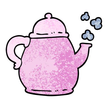 Grunge dokulu illüstrasyon karikatür çay po