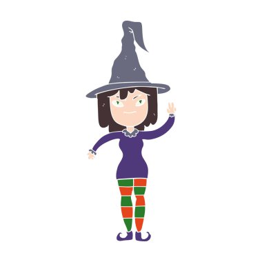 düz renk stil karikatür cadı