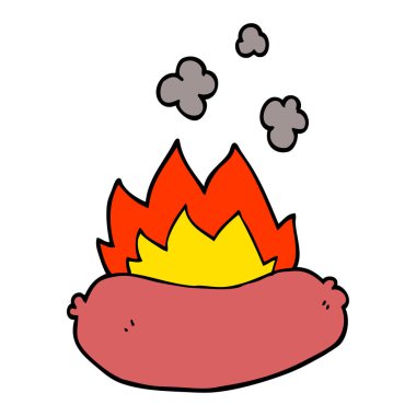 Beyaz arka plan üzerinde izole karikatür doodle sosis