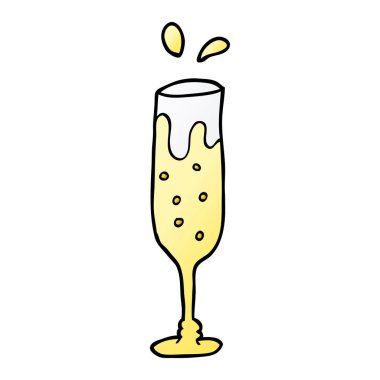 çizgi film doodle şampanya