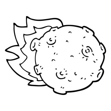 siyah beyaz çizgi film asteroit