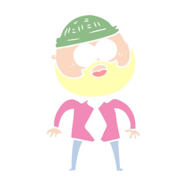 düz renk stil çizgi film adam sakallı