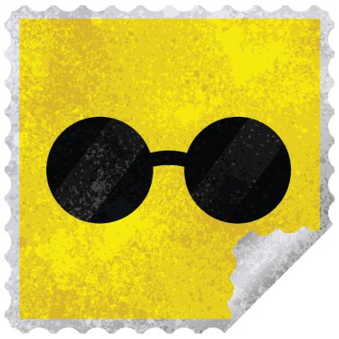 güneş gözlüğü grafik kare etiket damga