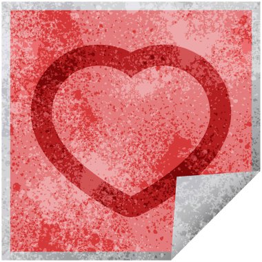 kalp sembol grafik vektör çizim kare etiketi