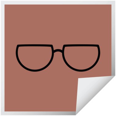 Gözlük grafik vektör çizim kare etiketi