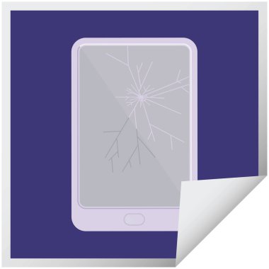 kırık elektronik tablet vektör kare etiketi