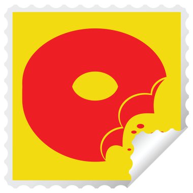 Etiket soyma ısırıldı donut grafik vektör kare