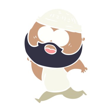 düz renk stil çizgi film koşan adam sakallı