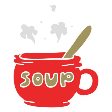 çizgi film doodle sıcak çorba