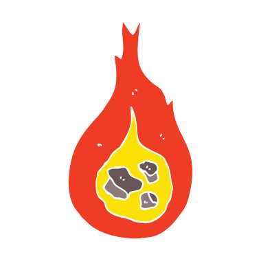 düz renk tarzı çizgi film ateş topu