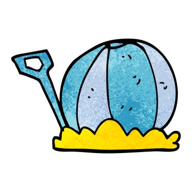 çizgi film doodle plaj topu ve kürek