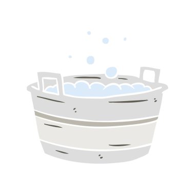 düz renk tarzı çizgi film eski teneke banyo