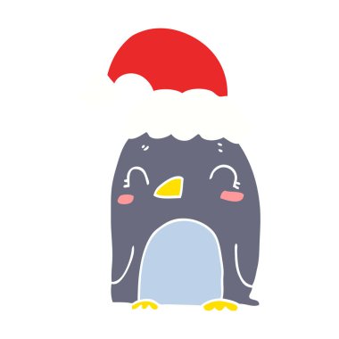 Sevimli Noel penguen, vektör, illüstrasyon