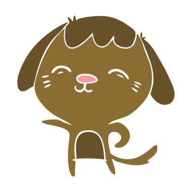 mutlu düz renk stil karikatür köpek