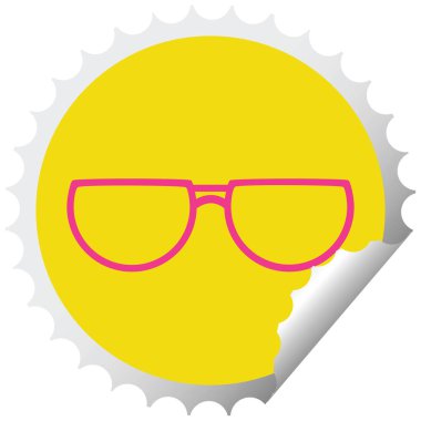 Gözlük grafik vektör çizim dairesel peeling etiket