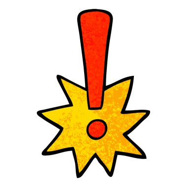 Grunge dokulu illüstrasyon karikatür ünlem işareti