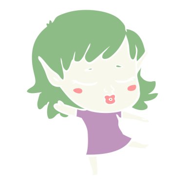 oldukça düz renk tarzı çizgi film elf kız