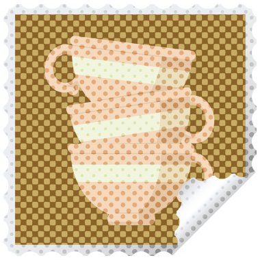 bardak grafik kare etiket damga yığını